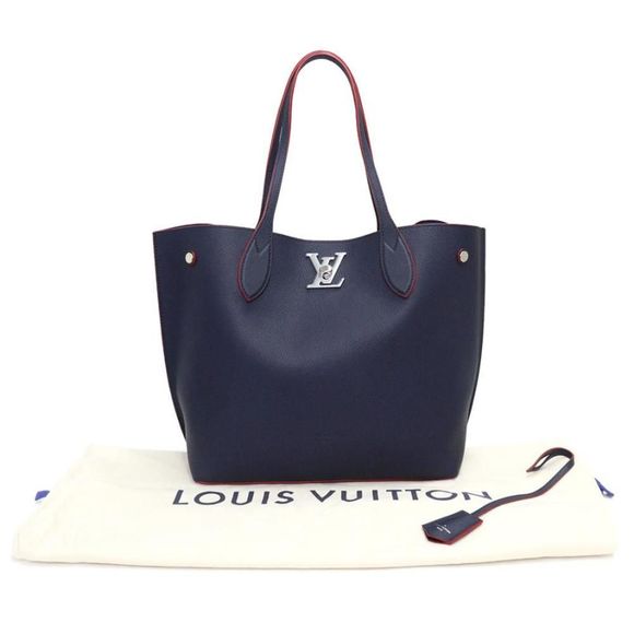 Louis Vuitton LockMe Go Tote Bag Grain Calf Leather Marine Rouge Navy - Picture 2 of 10